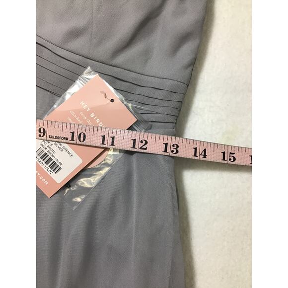 BIRDY GREY Sz S gray silver Spence V-Neck Bridesmaid Maxi Dress NWT b109 - Picture 7 of 9